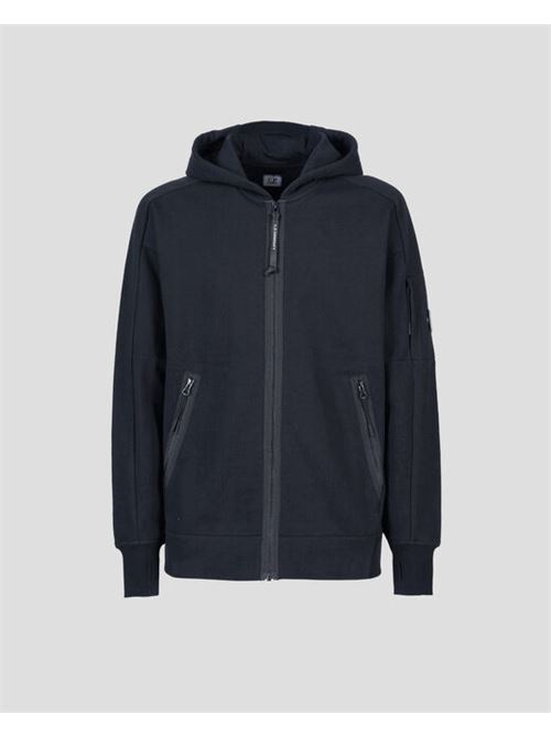 diagonal raised fleece zipped lens hoodie C.P. COMPANY | CMSS400A-005086W888